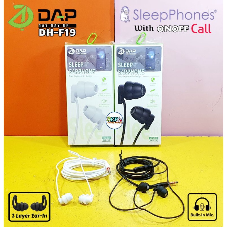 Earphone Sleep Headset Sleep DAP DH-F19 2 Layer with Mic and On-Off Call
