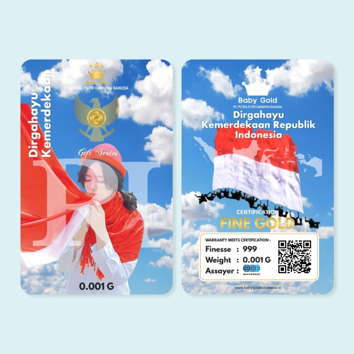 BABY GOLD 0,001 GIFT SERIES KEMERDEKAAN special edition HARGA PER BIJI