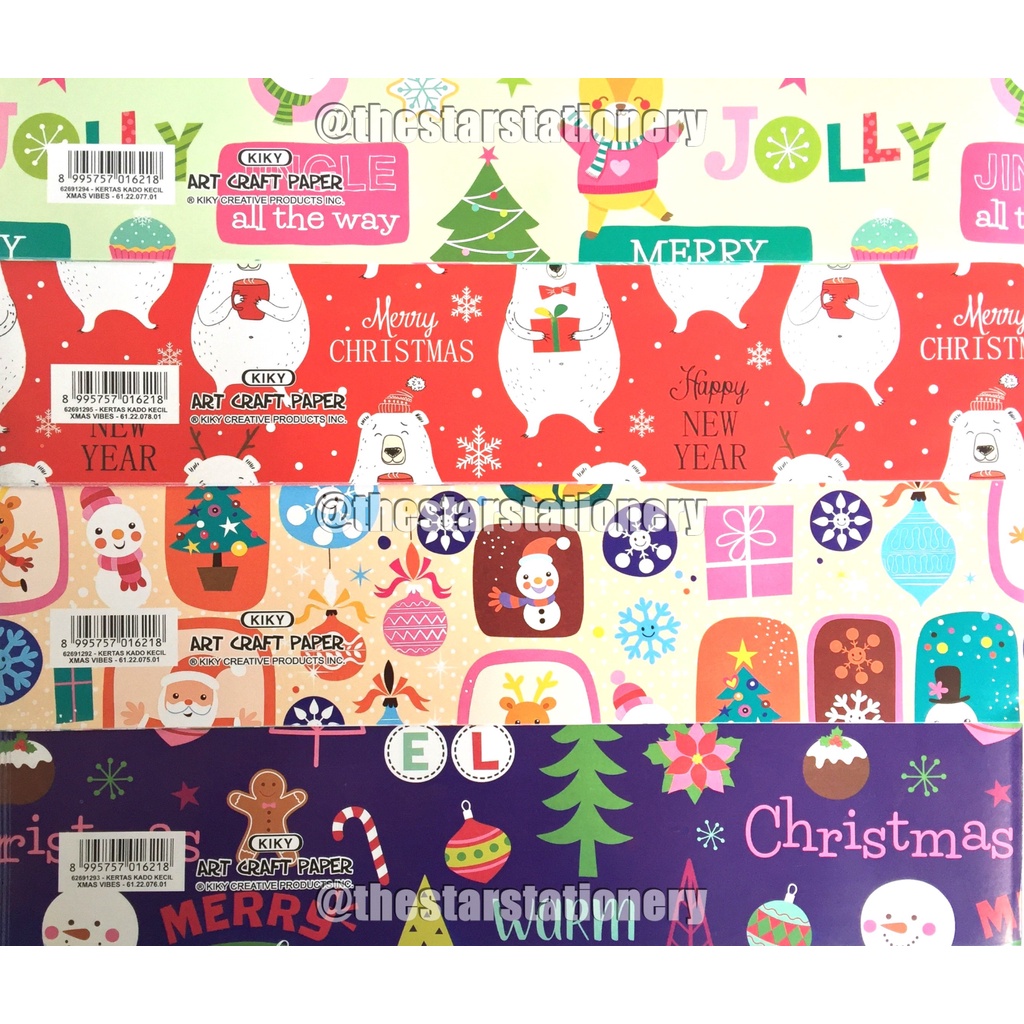 

Kertas Kado Kiky Kecil Motif Natal Uk. 48 x 62 cm ( 1 Pack isi 50 Lembar )