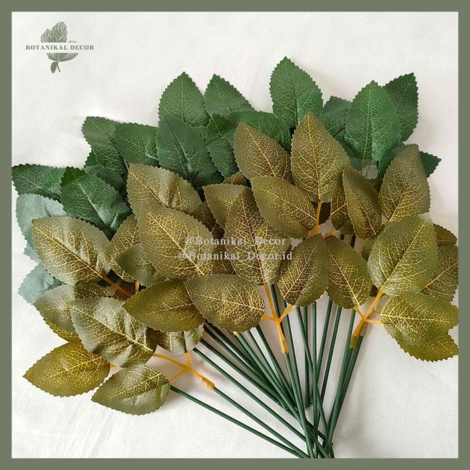 Artificial Pedate Leaf Daun Palsu Plastik Hijau Tanaman Plastik Hiasan