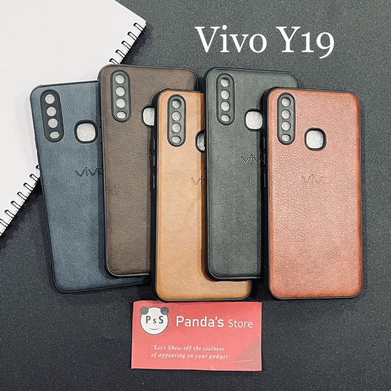 Leather Case Vivo Y19 Softcase Kulit Elegan Casing Slim Fit