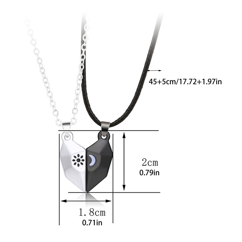 Fancyqube 2pcs/Set Love Magnetic Attracts Couple Necklace Friendship Heart Pendant Faceted Charm Necklace Valentine's Day Gift Jewelry