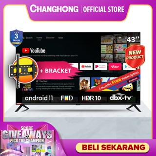 Changhong 43 Inch Newest Android 11 Frameless Smart TV Google certified Digital TV FHD LED TV-L43G7N FREE BRACKET
