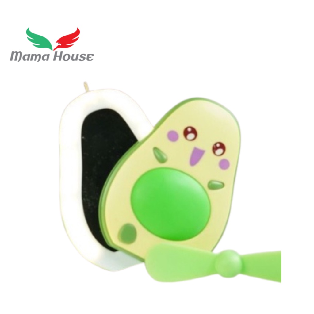 [MH] Kipas Cermin Makeup Led 3in1 Avocado Mini Fan Led Mirror USB Charger