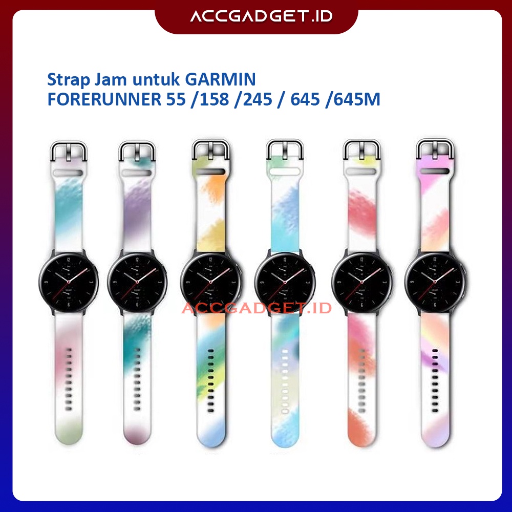 Tali Strap Jam untuk Smartwatch Garmin Forerunner 55 / 158 / 245 / 645 / 645M - ACR1 Rainbow Silicone Strap