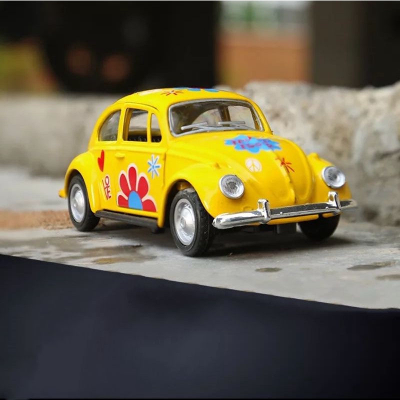 Diecast Mobil Volkswagen Beetle VW Kodok Miniatur Mobil Mainan VW Kombi Pajangan Skala 1:32 Mobil Jadul