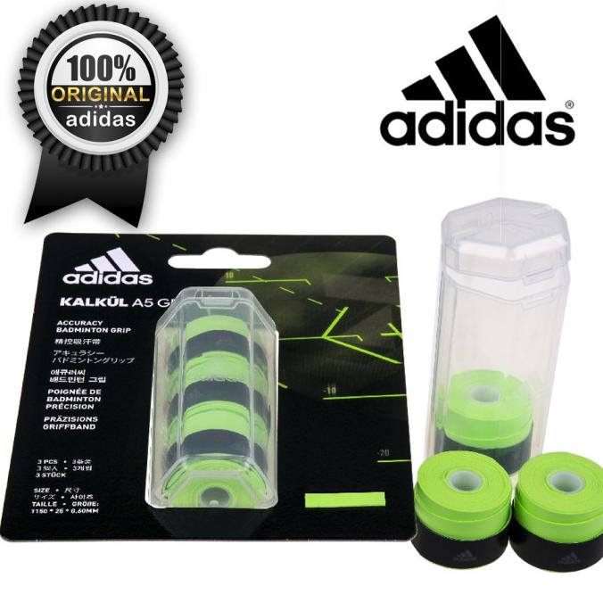 Grip Raket Badminton / Tenis Adidas kalkul Solar Green isi 3 bh