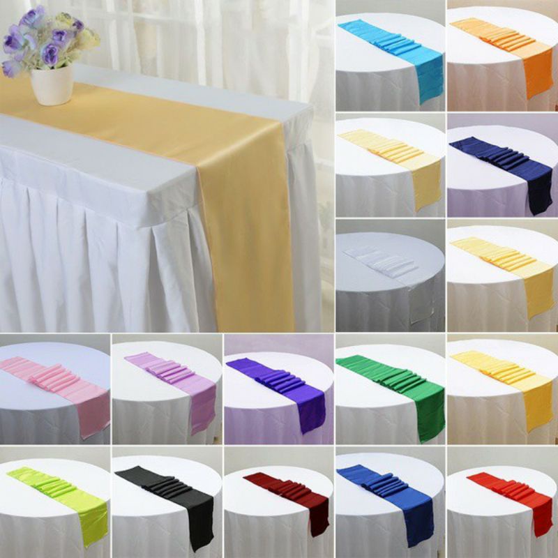Taplak meja satin/kain meja dekorasi prasmanan pjg 250cm×lebar 30cm  -SM227
