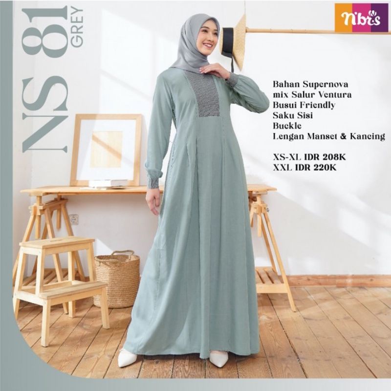 NIBRAS NS81 NS82 / Gamis Remaja / Gamis Anak Tanggung