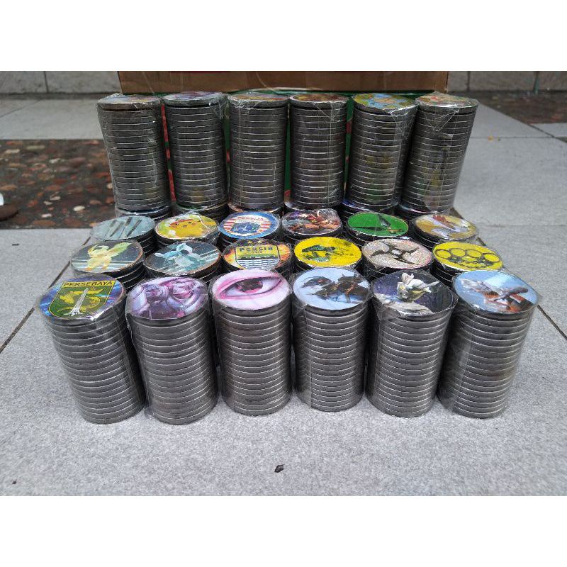 mainan tazos besi tebal gacoan isi 5 keping