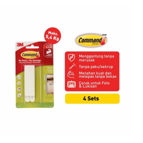 

3M Hanging Strips Tape Lem Perekat Lukisan Gantung 17207 Kapasitas 5.4 kg