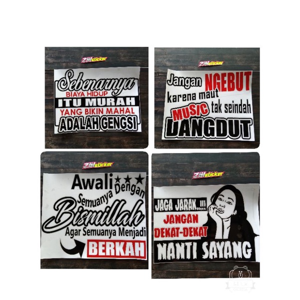 STICKER CUTTING KATA _ KATA LUCU UNTUK PINTU KACA MOBIL TRUK/ PICK UP/ BODY MOBIL