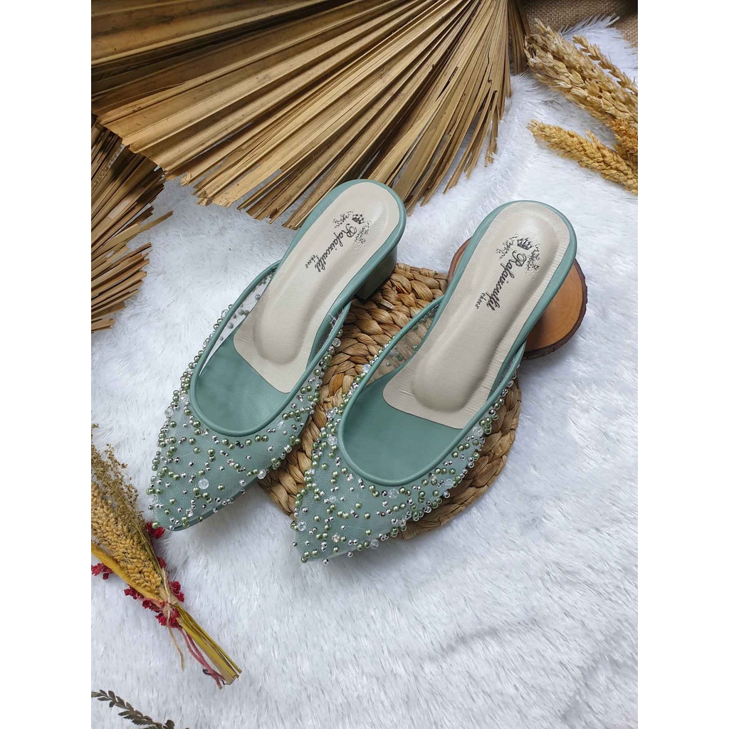 Sepatu wedding shoes Rafaizaoutfit sage tinggi 5cm tahu