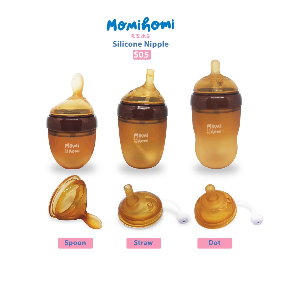 MOMI HOMI S05 Nipple Dot Pengganti Wide Neck 1 Lubang / 2 Lubang / 3 Lubang Dot Sendok Sedotan Botol bayi leher lebar pengganti puting Aksesoris