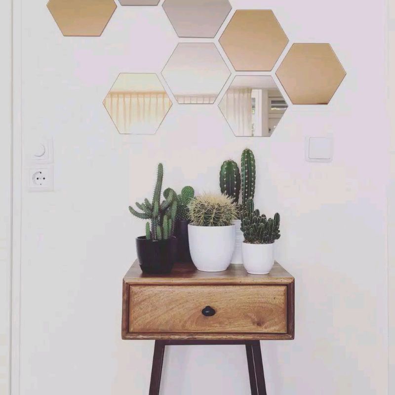 

(12PCS) MEDIUM CERMIN KACA HEXAGONAL MIRROR DEKORASI HIASAN DINDING STICKER HEXAGON MURAH S438