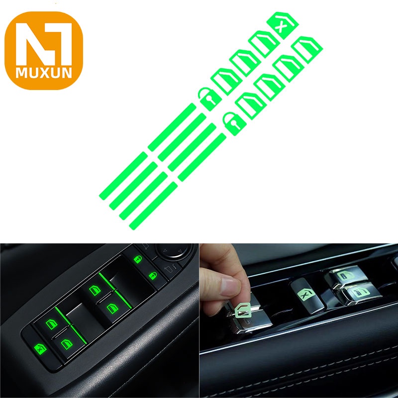 General Motors Control Switch Fluorescent Sticker Self-adhesive PET Car Door and Window Luminous Button Sticker Aksesori