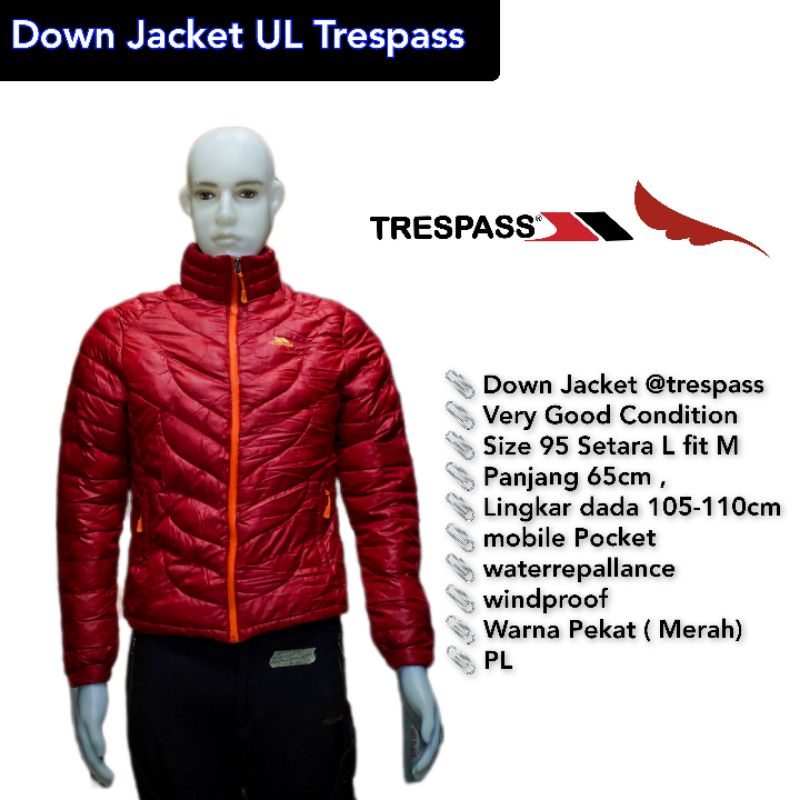 Trespass Duck Down Jacket PL Merah