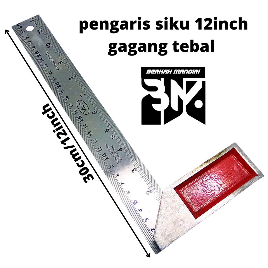 penggaris siku/pengaris siku/penggaris siku tukang besi 12inc gagang tebal