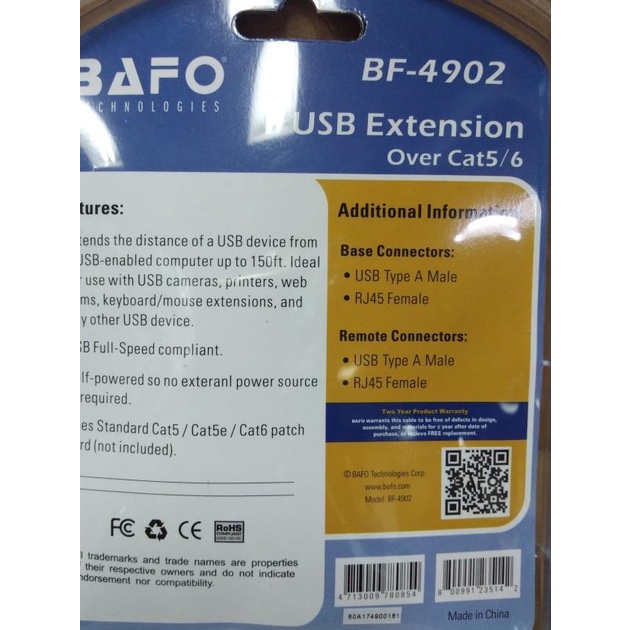 Bafo BF-4902 USB Extender Via UTP