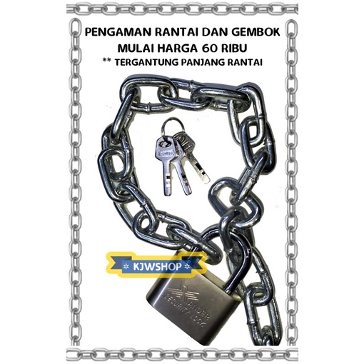 Jual Pengaman Rantai Besi 8 Mm Gembok 60 Mm Set Motor Sepeda Lpg Pagar