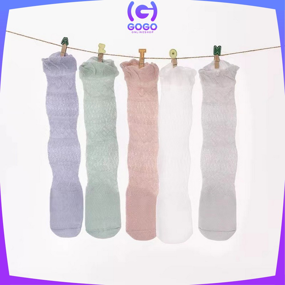 GOGO-P211 Kaus Kaki Panjang Anak Anti Nyamuk Polos / Kaos Kaki Panjang Model Jaring Bayi Korea Lucu / Baby Sock Kids