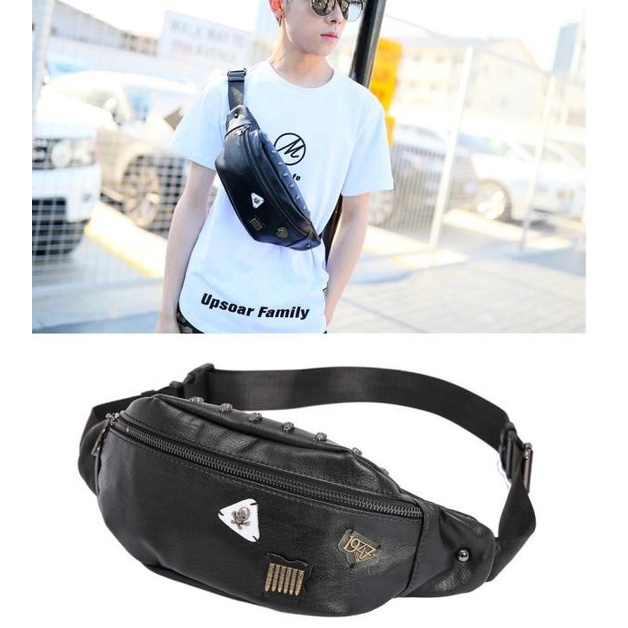 TG09 Tas Pinggang Selempang Pria Kulit PU Gaul Keren