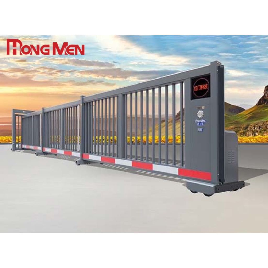 GERBANG MERAH OTOMATIS / FOLDING GATE / PINTU ALUMINIUM