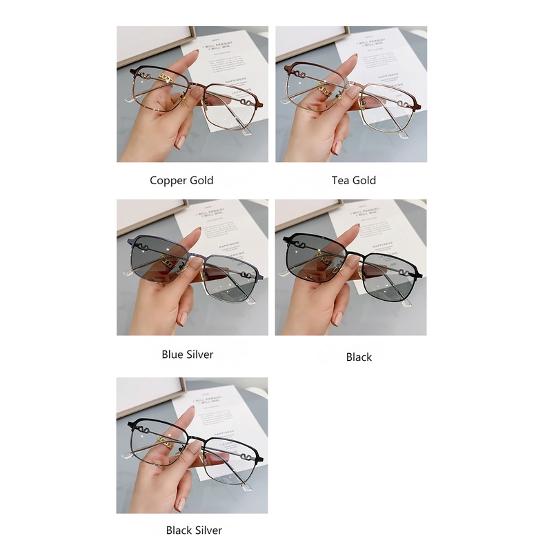 Kacamata Photochromic Anti Radiasi Bentuk Kotak Bahan Metal Untuk Pria / Wanita