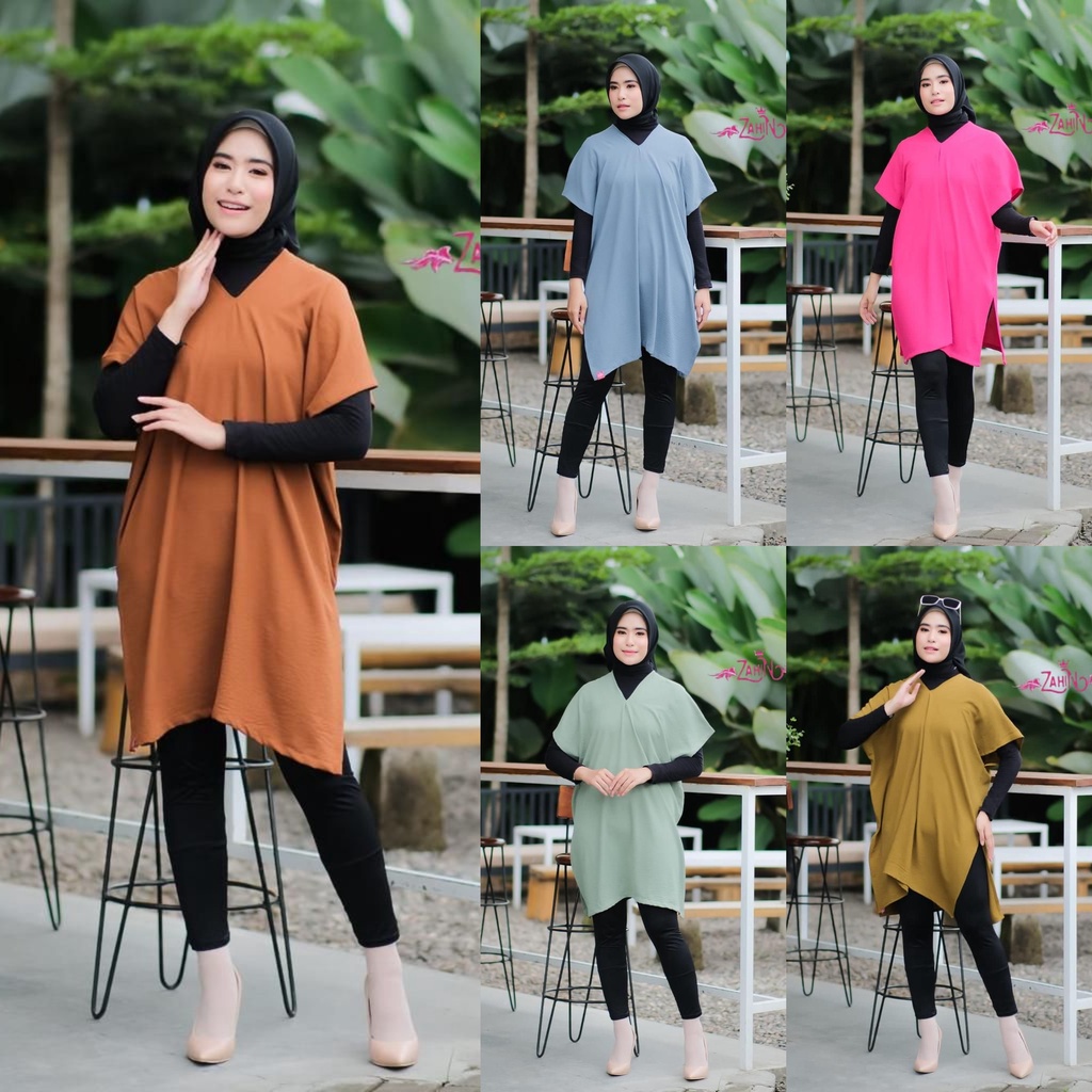 SETELAN TUNIK KULOT CRINGKEL NAGITA ORI ZAHIN OVERSIZE STYLE LEHER V