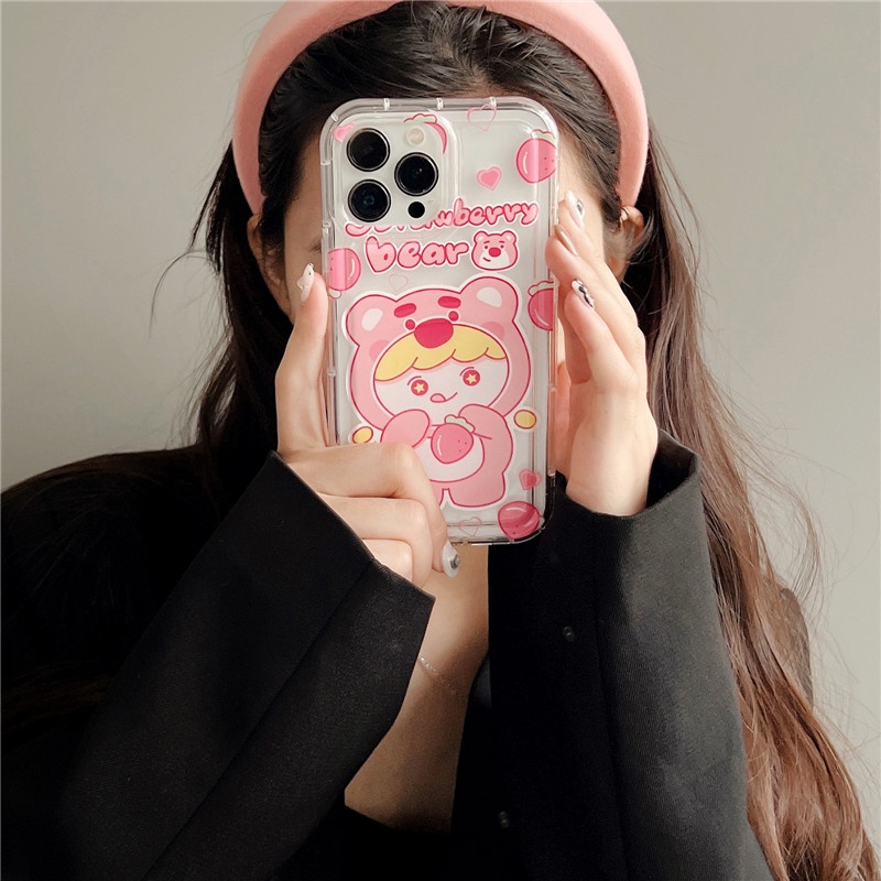 Soft Case TPU Motif Kartun Beruang Untuk IPhone 14 13 12 11 Pro Max