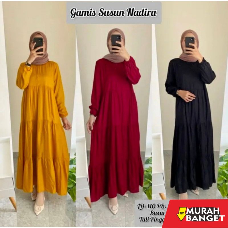 model gamis kombinasi polos terbaru 2022 Gamis susun Nadira gamis muslim midi dress maxy gamis rayon