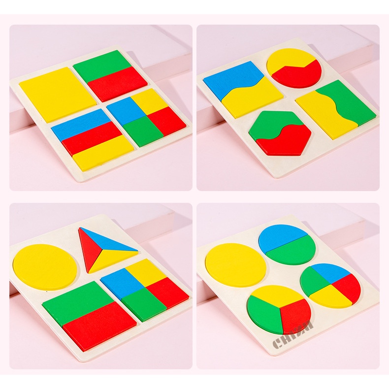 Rainbow Geometric Shape Puzzle Board | Papan Puzzle Bentuk Geometri | APE Tematik Belajar Mengenal Pecahan | Wooden Matching Shapes / Puzzel Kayu Geometry | Mainan Alat Peraga Edukatif Montessori Edukasi Anak Balita Bayi