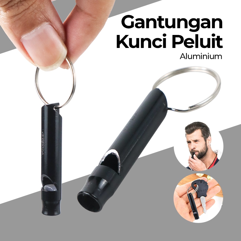 Gantungan Kunci Peluit Aluminium - HW1139 - Black