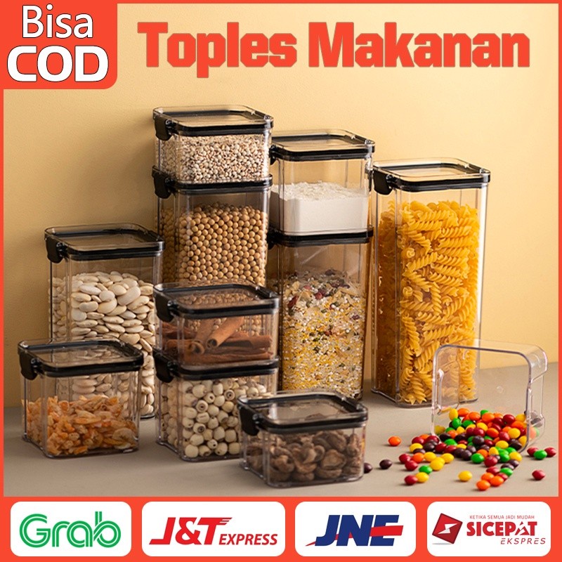 LT- Toples Kotak Snack Kedap Udara Penyimpanan Bening Cereal Kontainer