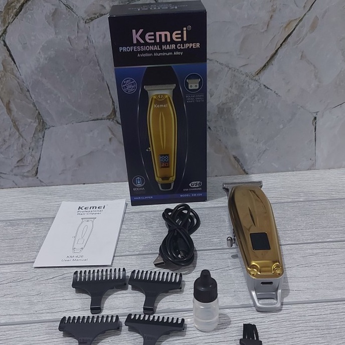 COD MESIN CUKUR RAMBUT HAIR CLIPPER PROFESSIONAL KEMEI KM-426 Body Aluminum Lcd Display