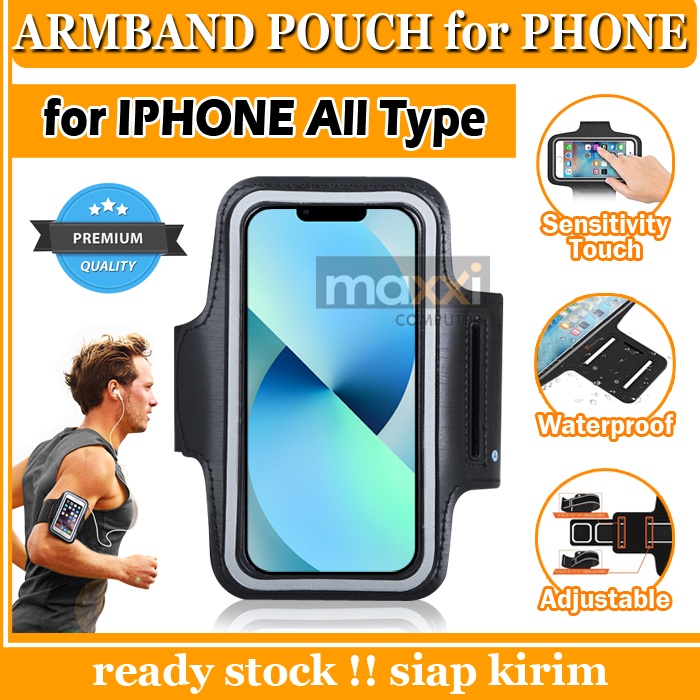 UNTUK SEMUA TIPE IPHONE Arm Band Armband Pouch Sarung Case Casing Cover Lengan Tempat HP Lari Joggin