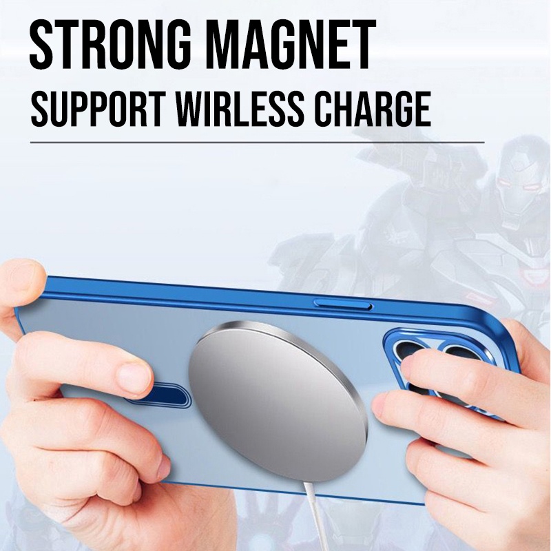 IPHONE Deluxe Pengisian Nirkabel Magnetik Transparan Untuk case Casing Iphone14 13 12 11 Pro Max Shockproof Case Cover