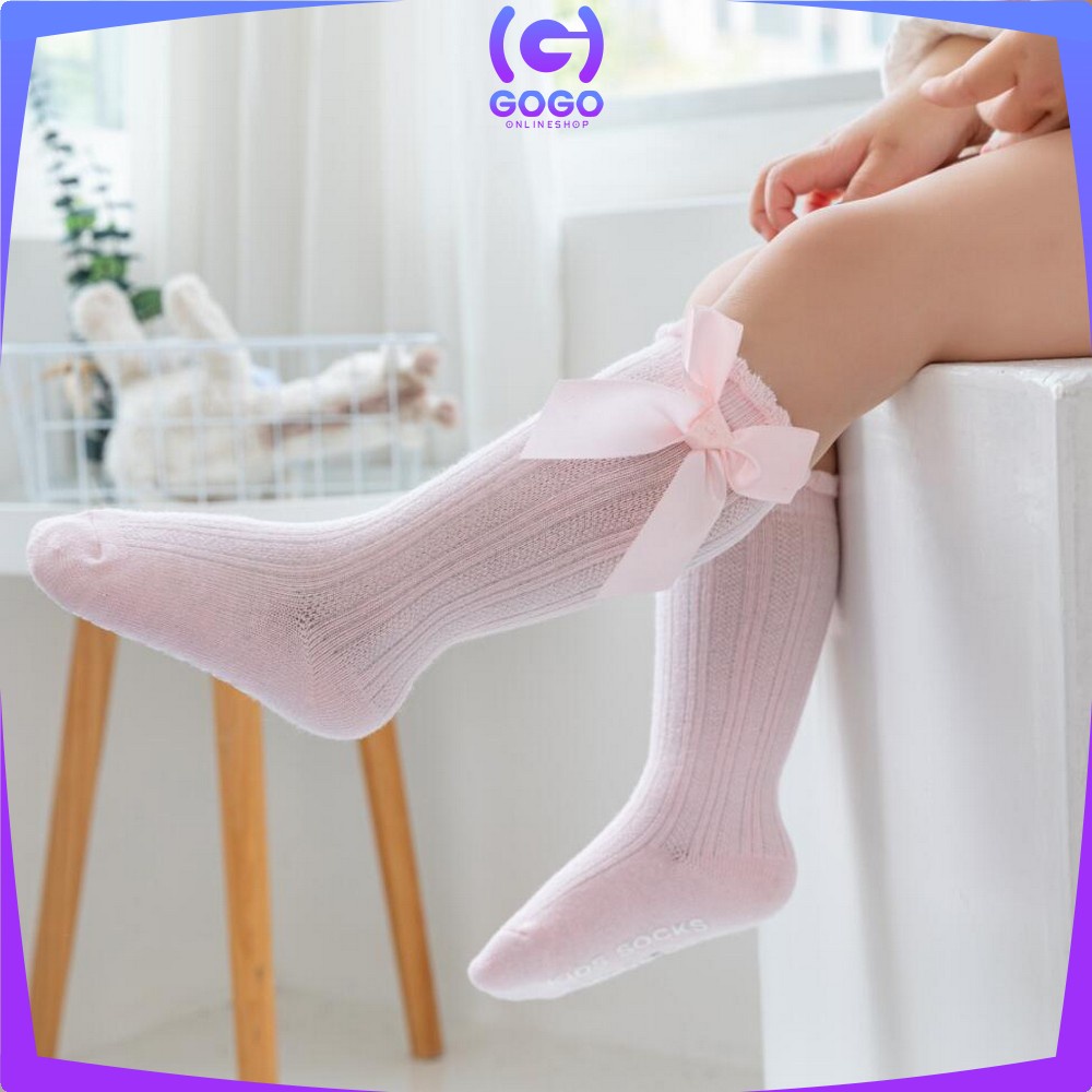 GOGO-P89 Kaos Kaki Anak Perempuan Panjang Pita Anti Slip Kaos Kaki Anak Cewek Antislip Kids Sock