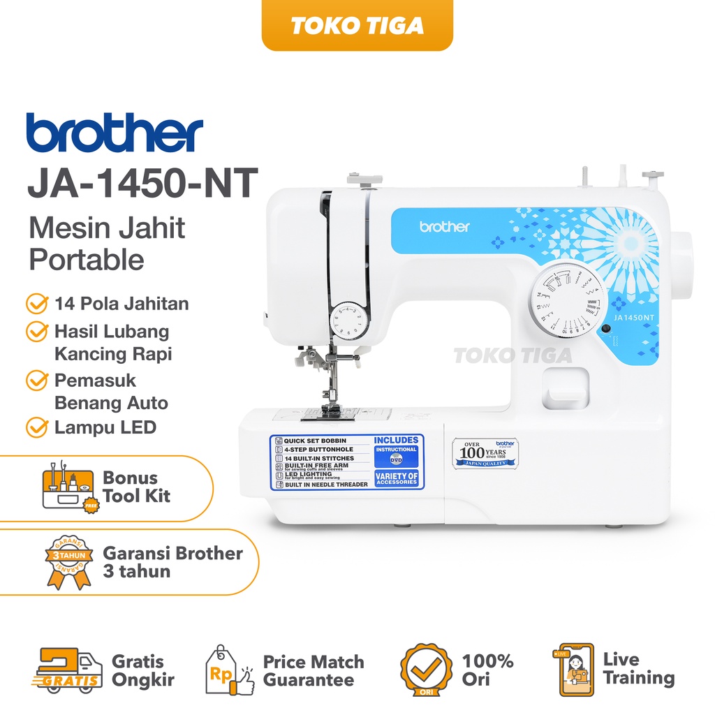 Mesin Jahit Brother JA1450NT/JA 1450 NT/JS 1410 (Portable Multifungsi)