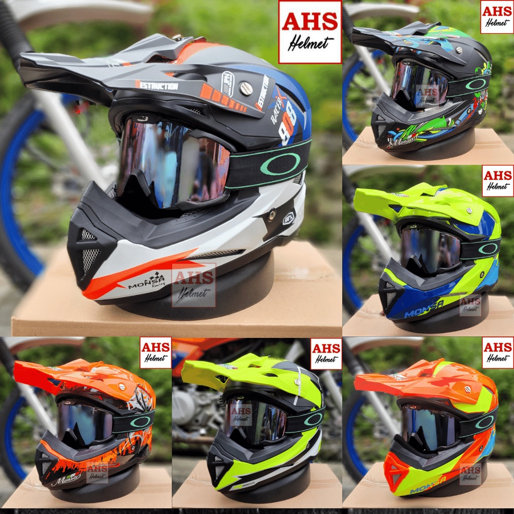 HELM CROSS MOTOR TRAIL MONSA MOTIF FULLFACE STANDARD SNI