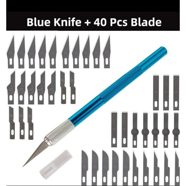 

PEN CUTTER SET 40pcs HANDLE PISAU + 40PCS BLADE PISAU KERAJINAN ART CUTTING KNIFE DIY KULIT PCB ELEKTRONIK HOBI KESENIAN POTONG STIKER