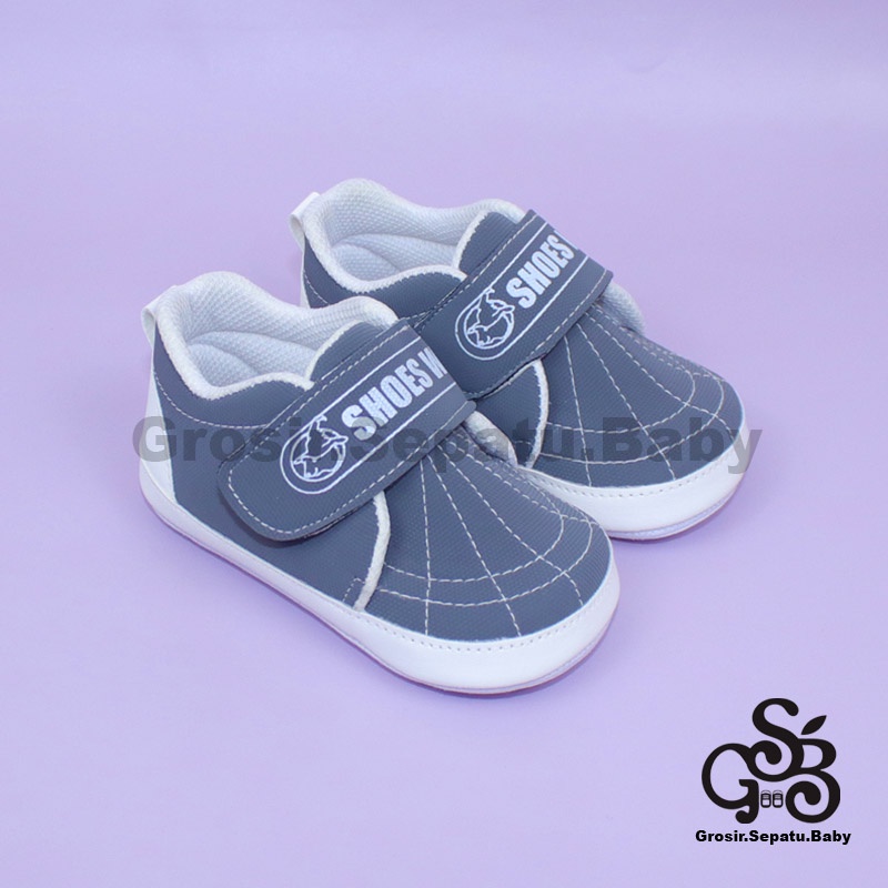 Prewalker - Sepatu Bayi - Baby Shoes | 2-12 bulan | casual SPIDER ABU polos ringan &amp; fleksibel