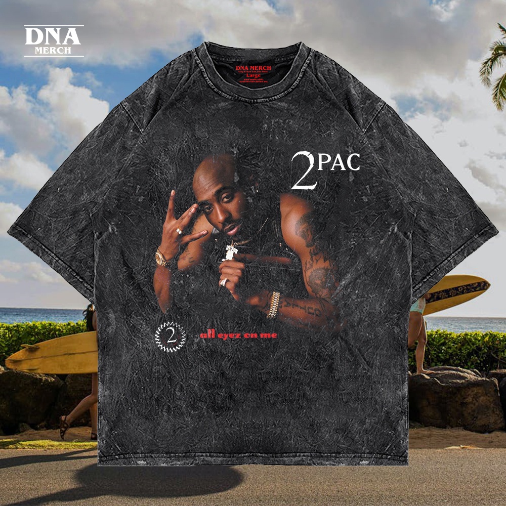 Kaos Tupac Shakur Washed Oversized Vintage rap tee