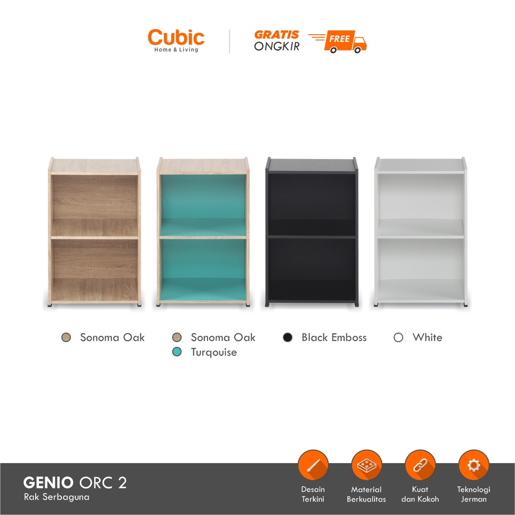 Cubic Rak 2 Susun Minimalis / Lemari Buku Serbaguna / GENIO ORC 2 - Motif Kayu