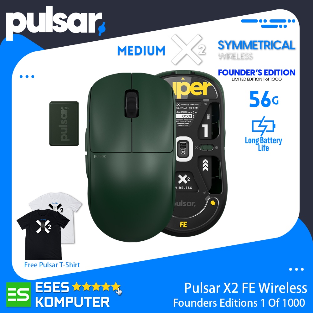 Mouse Pulsar X2 Wireless FE Founders Edition 56g Weight | Mouse Gaming