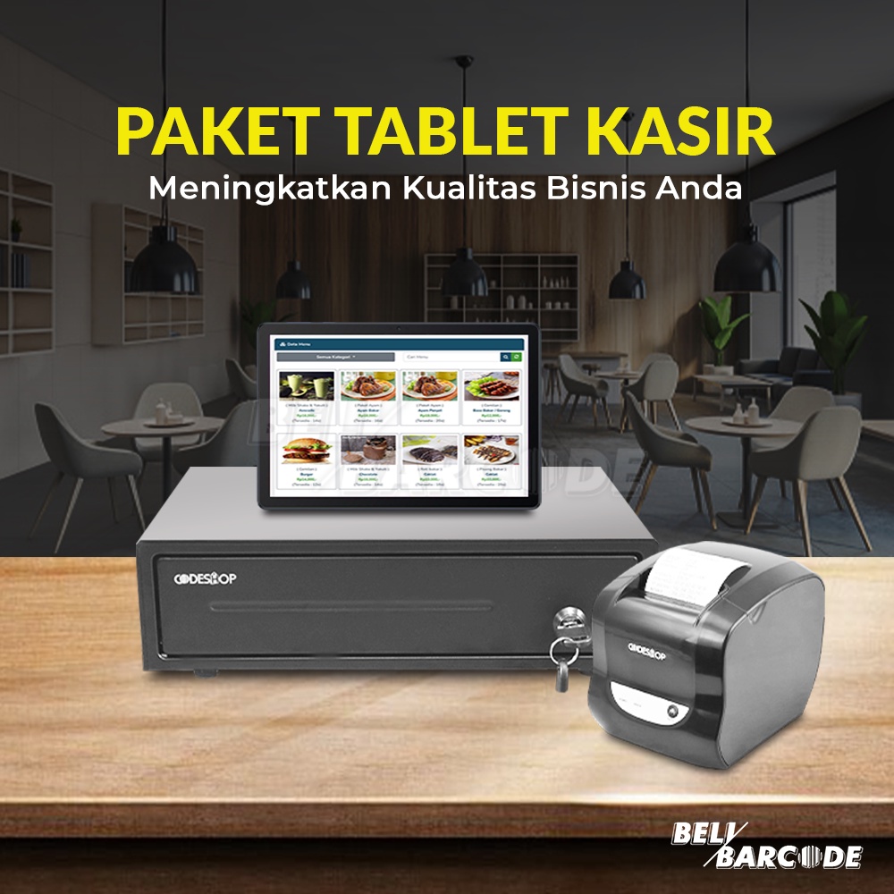 Tablet + Printer Thermal + Cash Drawer Paket Kasir