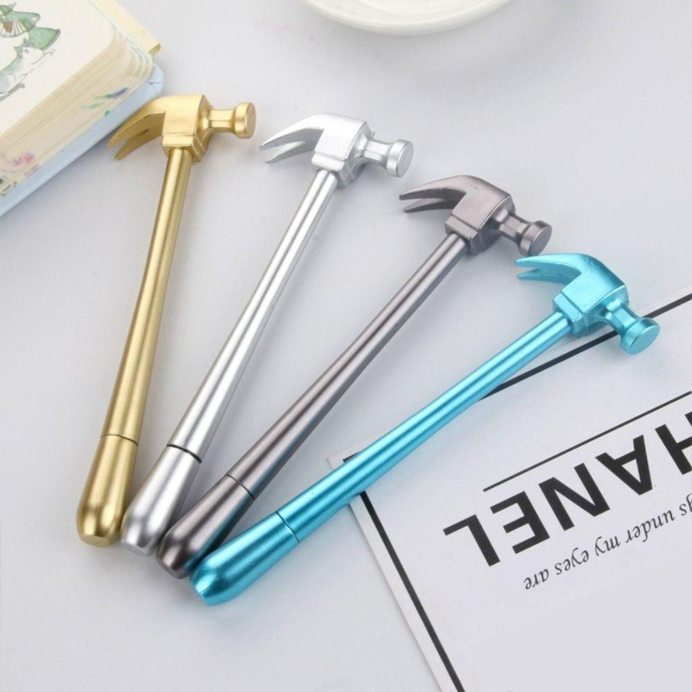 【 ELEGANT 】 Hammer Neutral Pen 0.5mm Warna Metalik Tinta Biru Alat Kantor Mengambil Catatan Hadiah Lucu Penandatanganan Pen