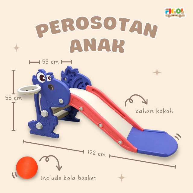 Mainan Luar Ruang Mainan Perosotan Anak Dino Vrt270 Perosotan Dino