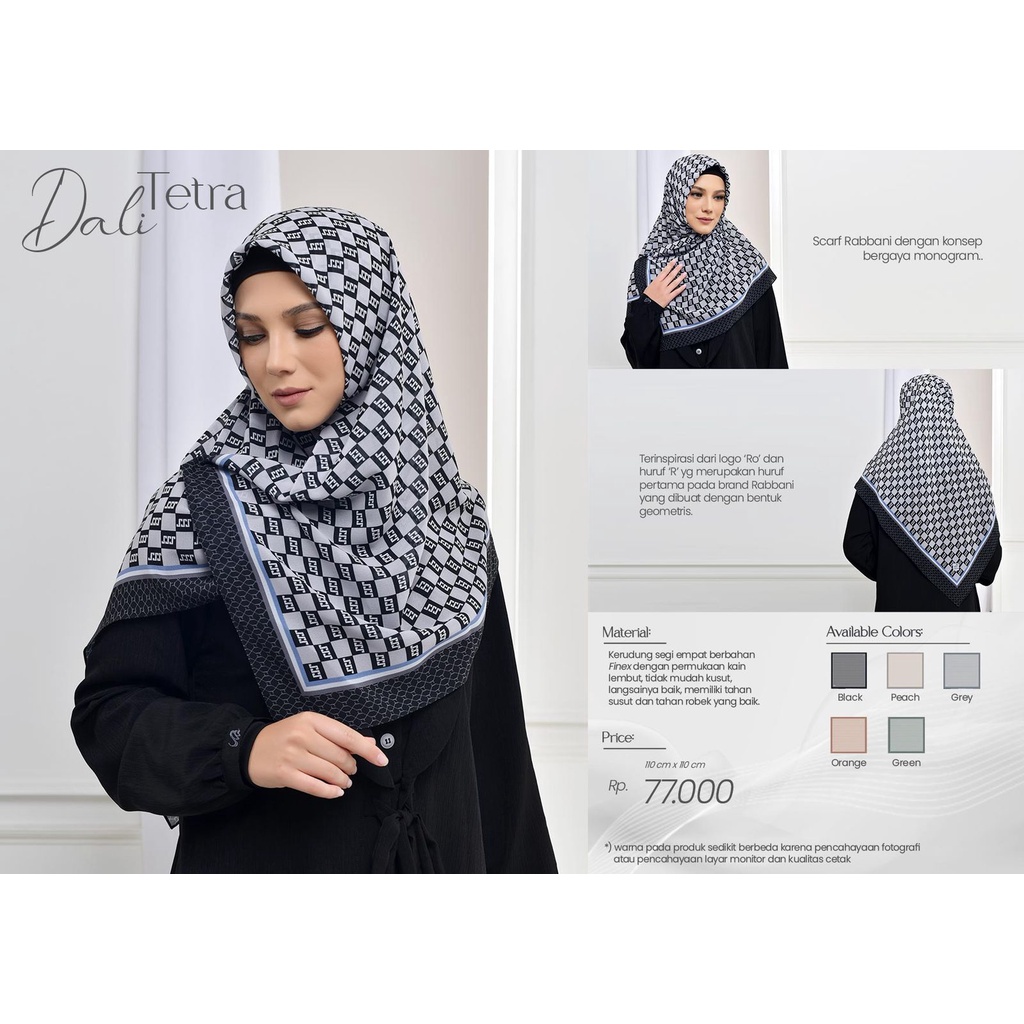 Jilbab segi empat tetra Dali | JIlbab Printing[ Ori rabbani ]