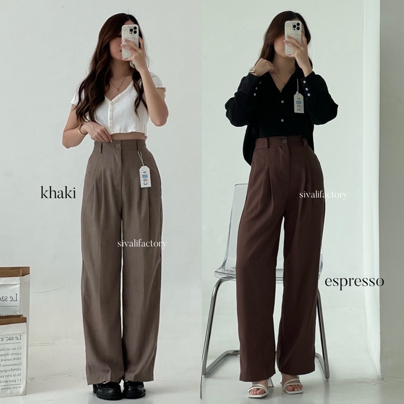 SIVALI Carla Pants 442 - Celana Kulot Wanita - Loose Pants - Celana Kantor Formal / Casual